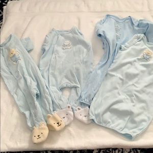 Bundle 4 Pcs Little Me Gowns & Snap Footie Onesies